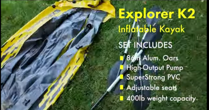 Intex Explorer K2 Yellow 2 Person Inflatable Kayak with Aluminum Oars & Air Pump