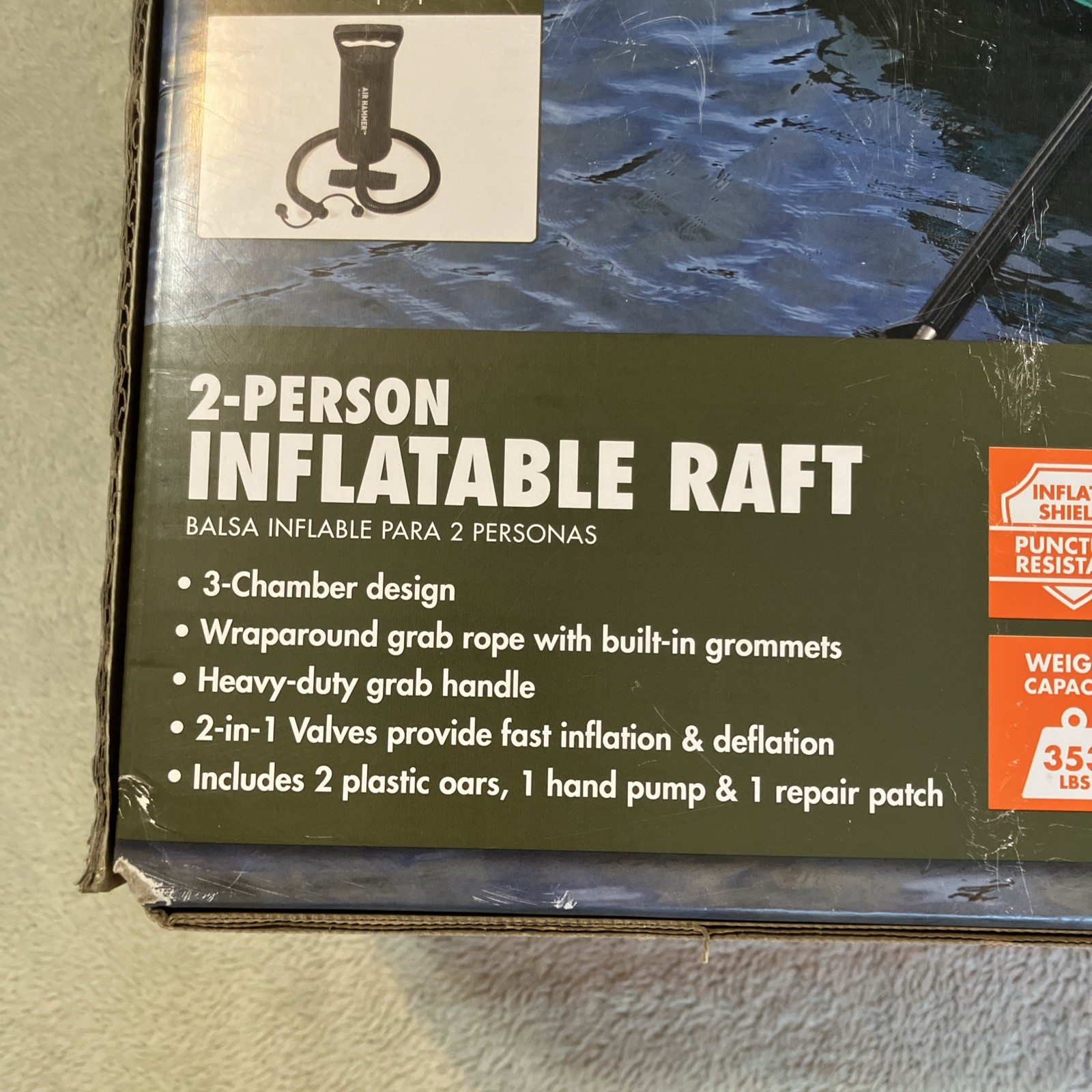 Ozark Trail 77×40.16″ Recreational 2-Person PVC Red Inflatable Raft, 353 lbs 🆕