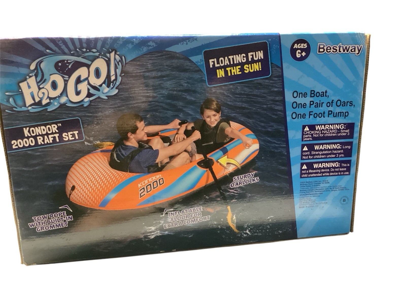 Bestway H2O Go Kondor 2000 Inflatable Boat 210 lbs Water Pool Raft Set H2OGO