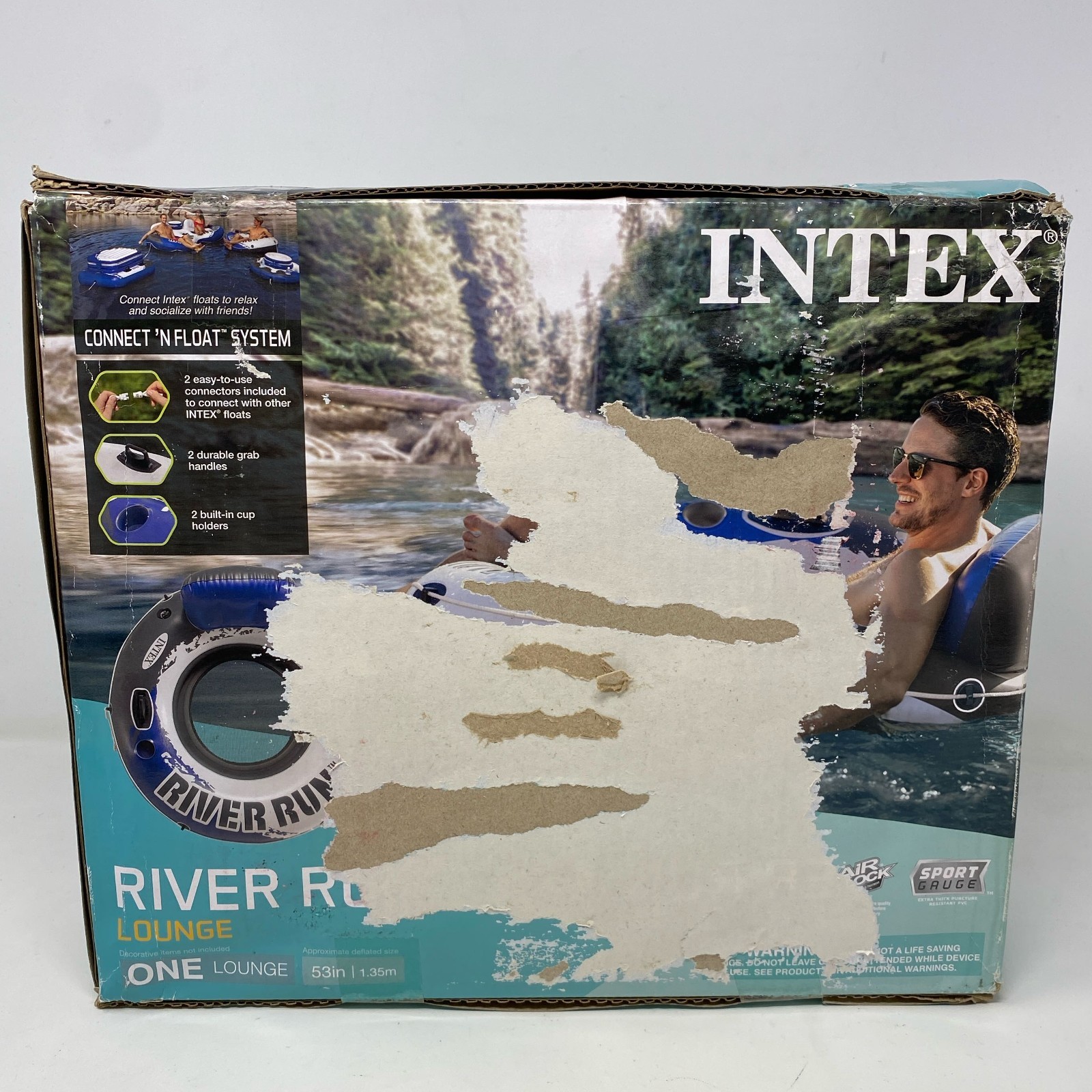 Intex River Run 1 Lounge Tube Blue 53in 1-Person w/Cup Holders