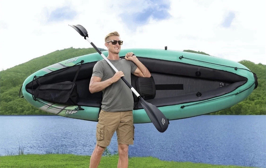 Hydro Force Inflatable Kayak Set | Includes Seat, Paddle, Hand Pump, Storage Car