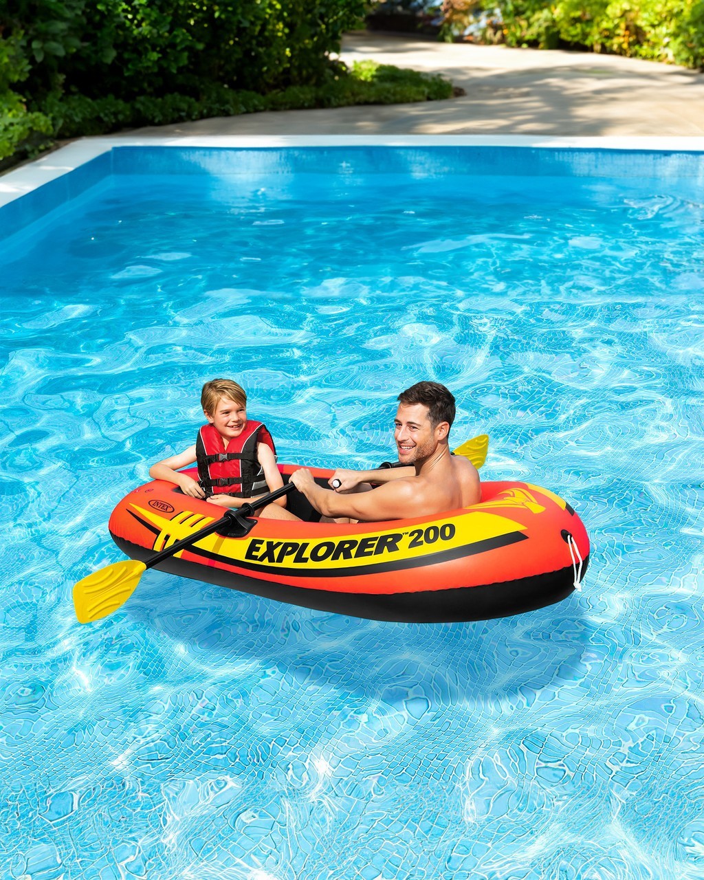 INTEX Explorer 2-Person Inflatable Boat, Oar Locks Dual Air Chambers 200 Series