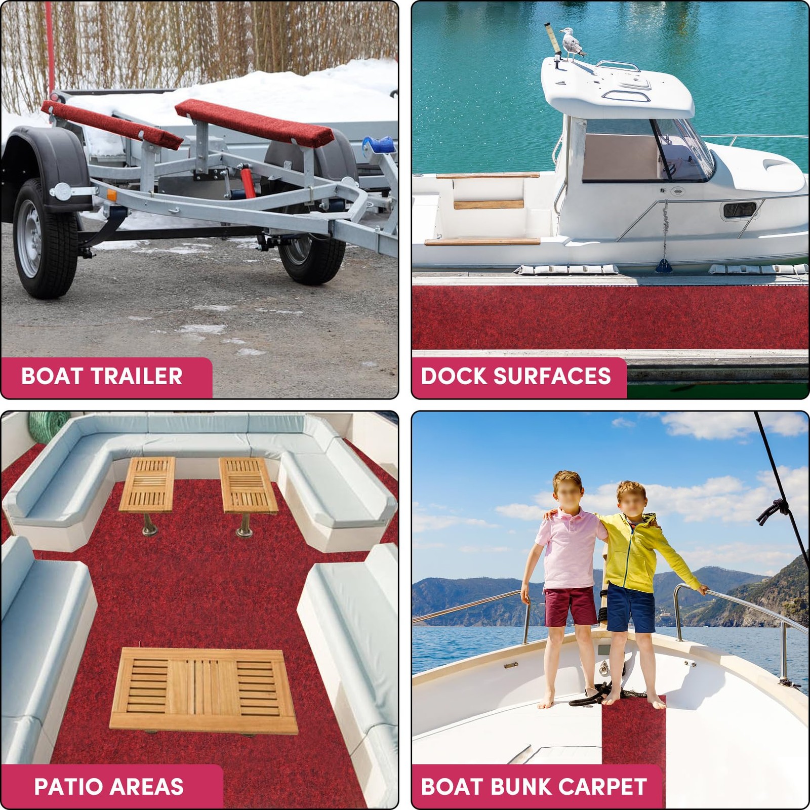 Veithi Boat Trailer Bunk Carpet Red 8 Inch X 13 Feetboat Bunk Carpettrailer
