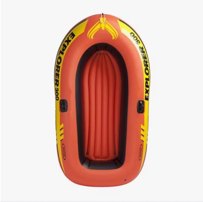 INTEX Explorer 300 Compact Inflatable Fishing 3 Person Raft Boat w/ Pump & Oars