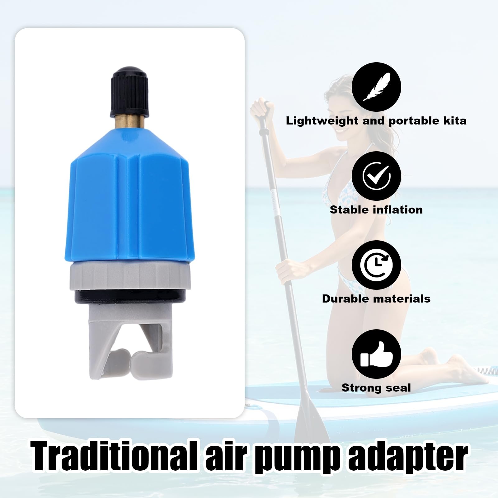 Fukaisu Inflatable Boat SUP Pump Adapter, Quick Inflate black, blue, gray