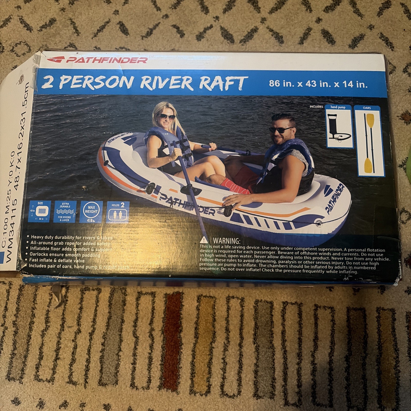 Pathfinder 2 Person Inflatable River Raft Boat w/Pump & Oars BRAND NEW