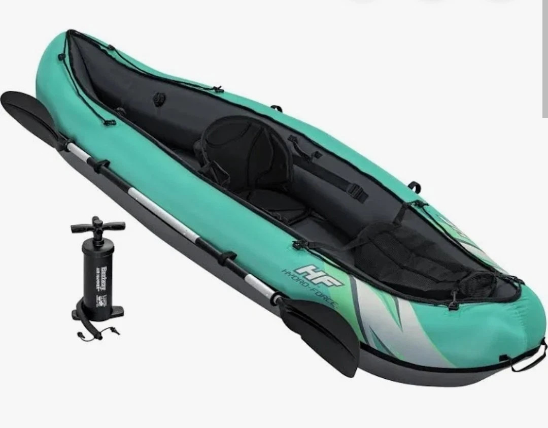 Hydro Force Inflatable Kayak Set | Includes Seat, Paddle, Hand Pump, Storage Bag
