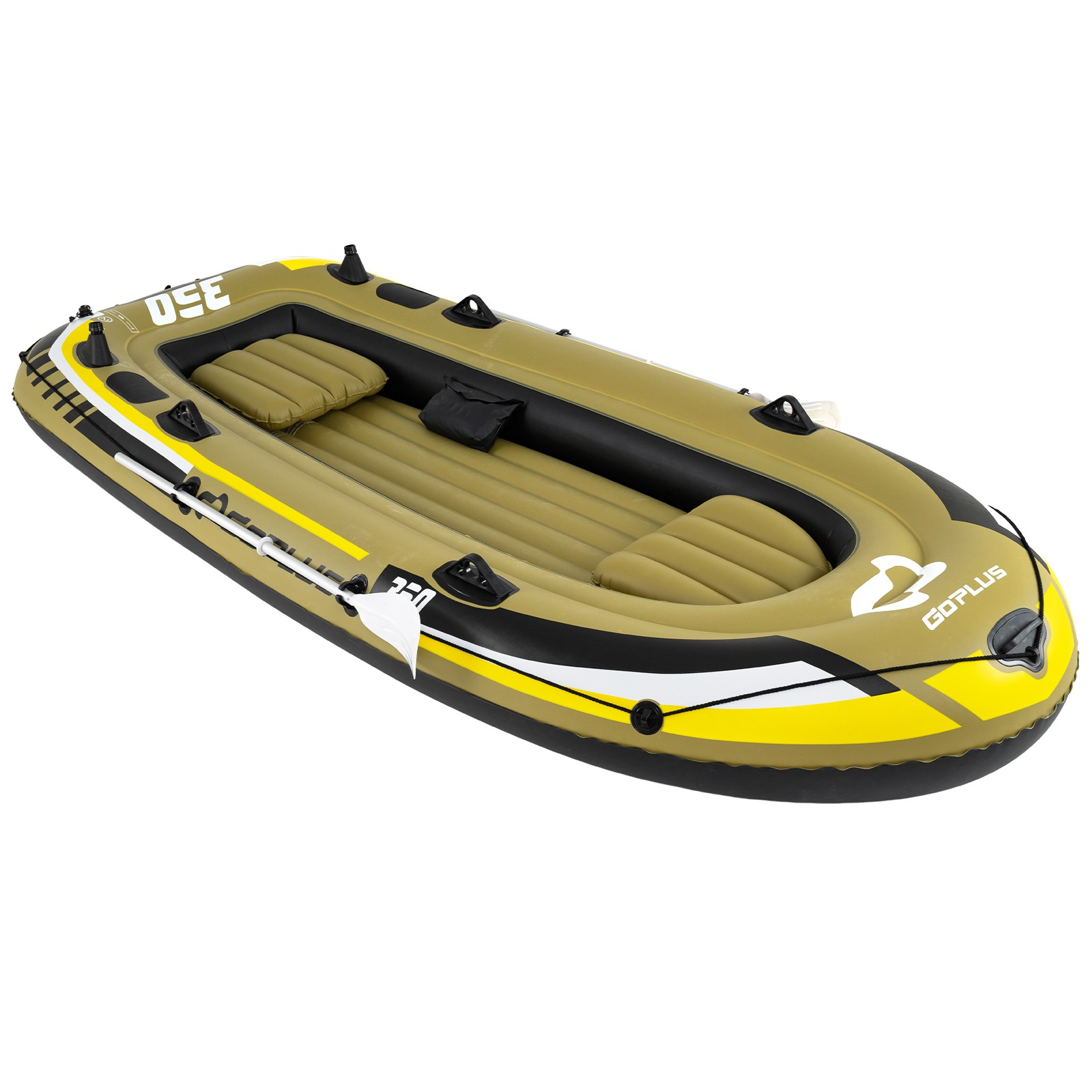 Heavy-Duty Inflatable Boat 4-Person Fishing Raft Set for 3 Adults and 1 Kid