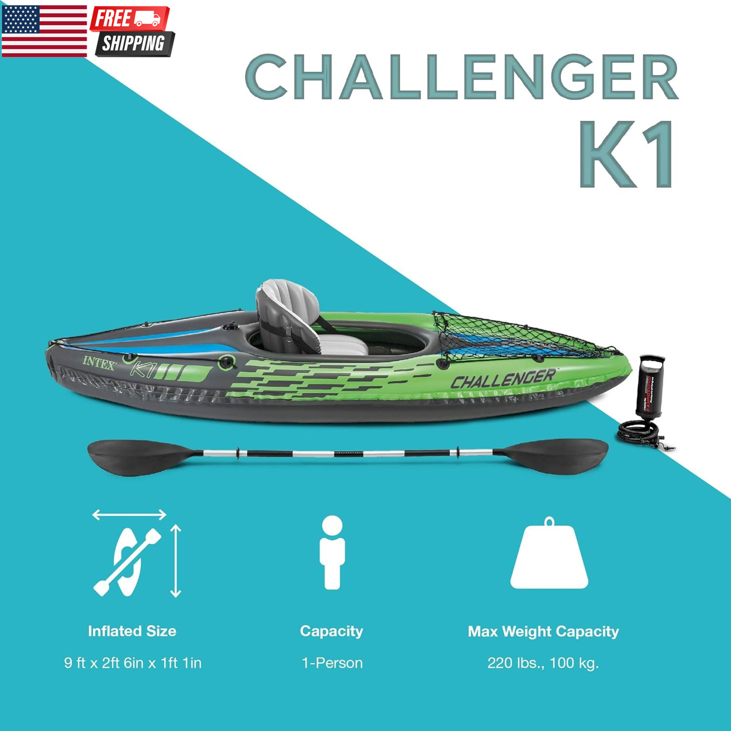 INTEX Challenger Inflatable Kayak Series: Includes Deluxe 86In Kayak Paddles and