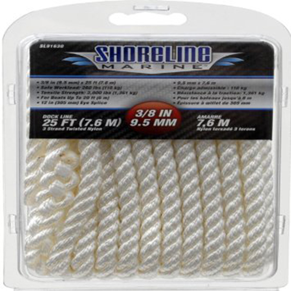 Shoreline Marine 1/2-inch Twisted Nylon Dock Line (25 Feet)