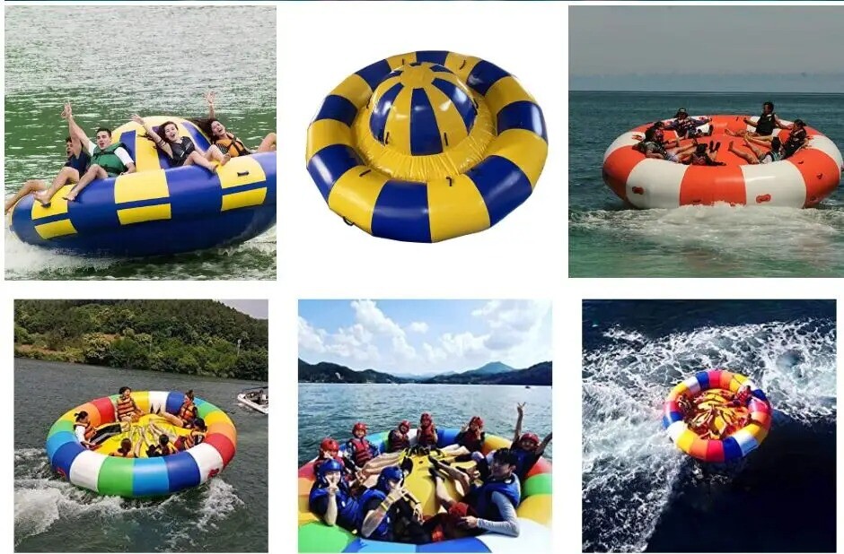 13ft Inflatable Spinning UFO Disco Boat Towable Tube Water Game Fit for 8 Person