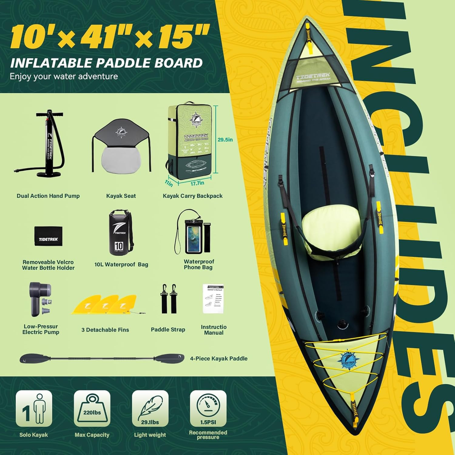 Inflatable Touring Kayak 1-Person & 2-Person with Waterproof Seat & Full Accesso