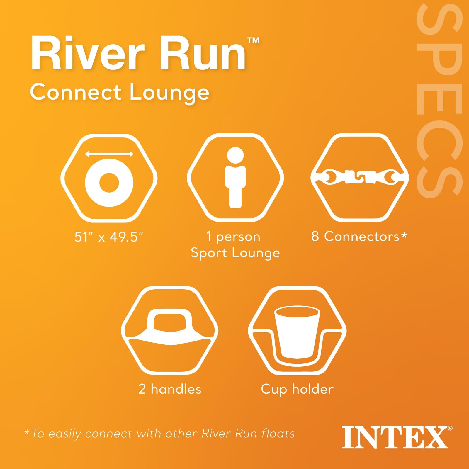 Inflatable Lounge Tube Chair 2 Pack River Run Blue Intex 58854EP Single Person