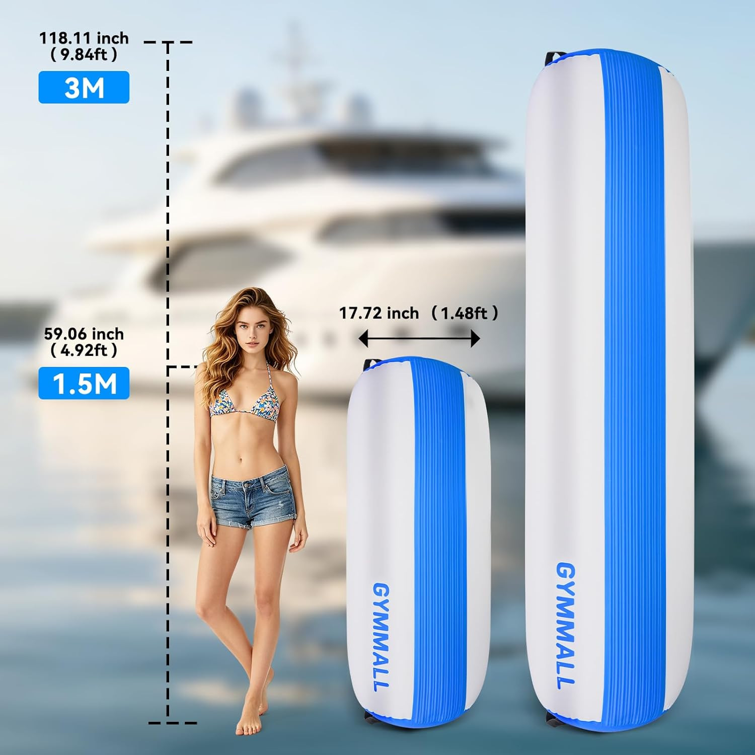 Inflatable Boat Fenders for Docking Boat Bumpers with 600W Electric Pump, 5FT/6F
