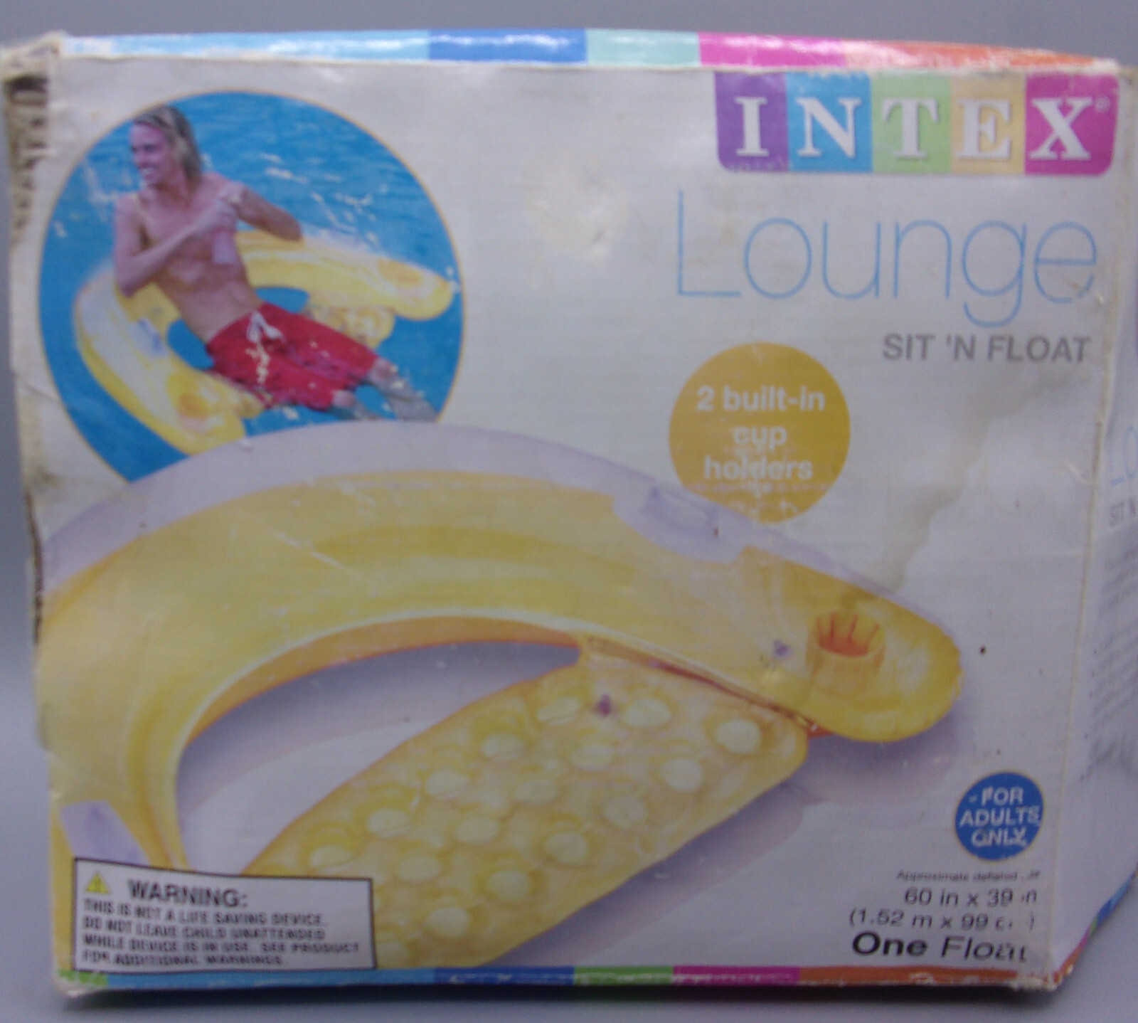 INTEX Inflatable Lounge Raft Sit ‘n Float Adult Swimming Pool Yellow 60″ x 39″