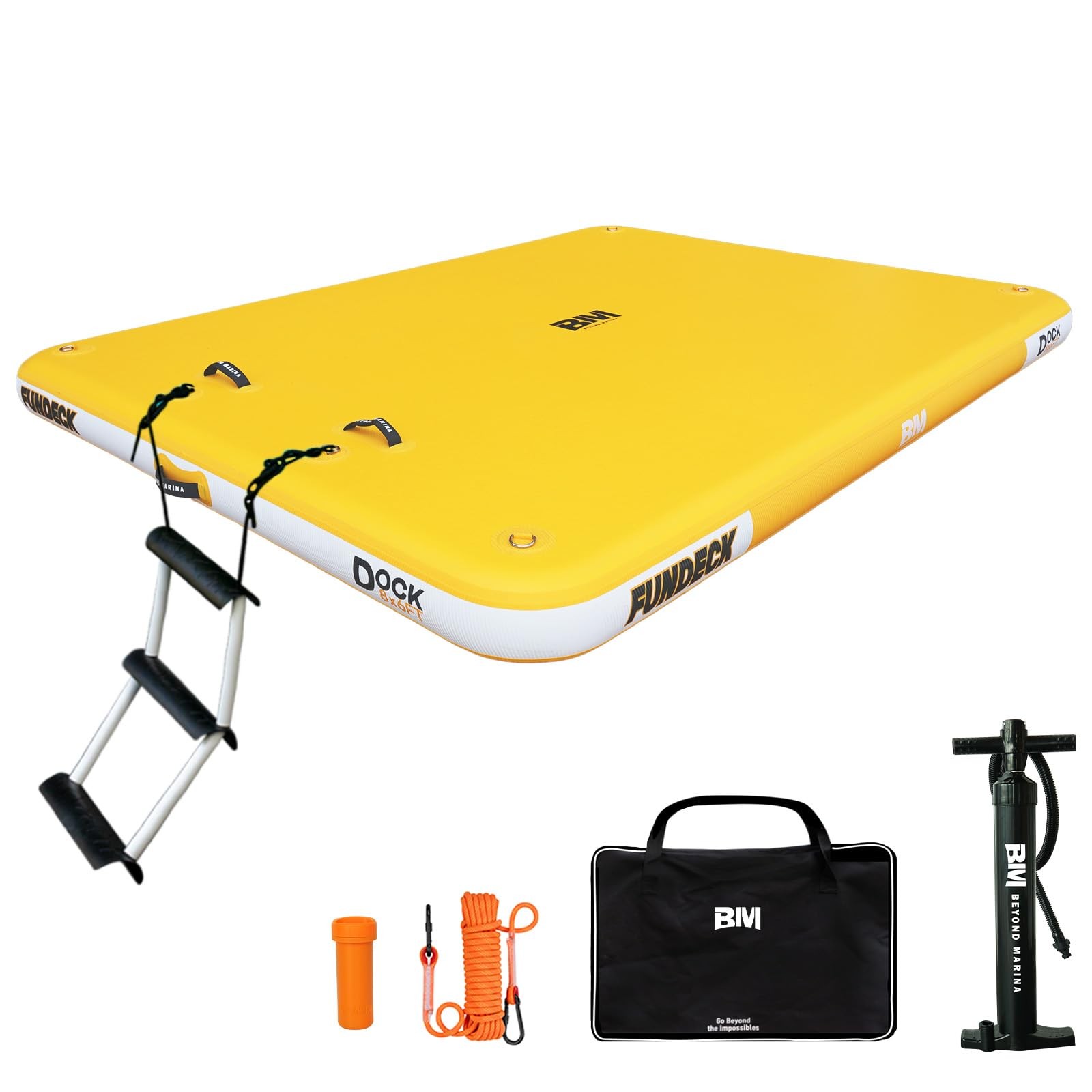 BEYOND MARINA 8x6ft Inflatable Floating Dock for Lake, 8ft x 6ft, Yellow