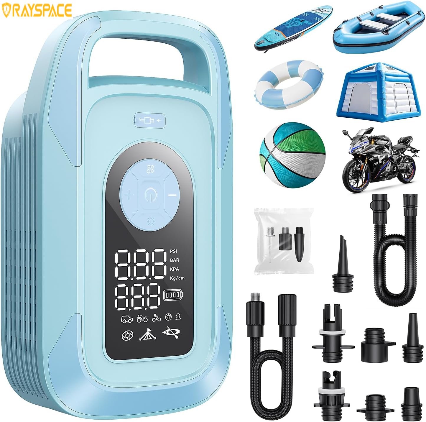 150PSI Electric SUP Air Pump LED Light 16000mAh for Paddle Board,Boat,Tent,Kayak