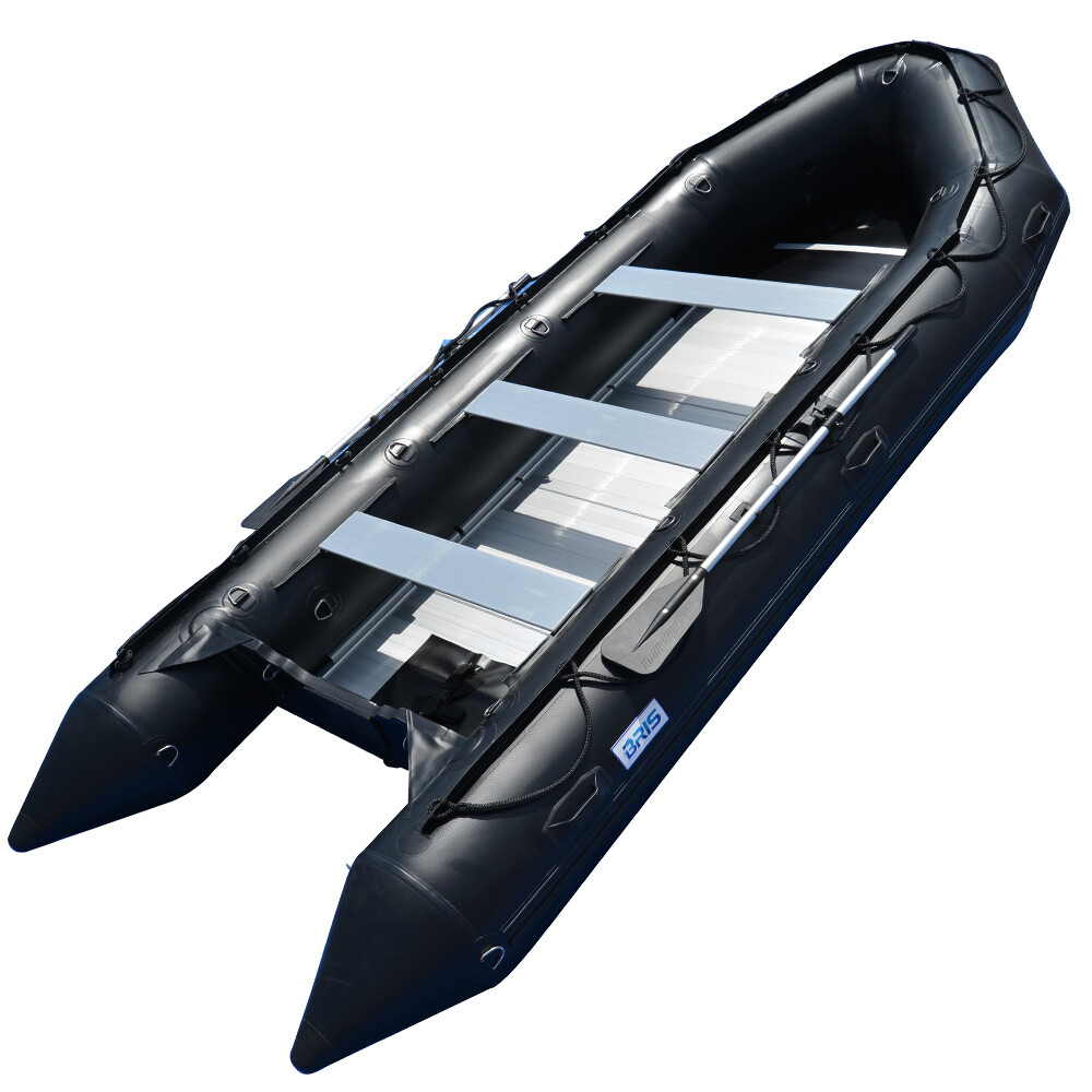BRIS 15.4 ft Inflatable PVC Boat Inflatable Rescue Fishing Pontoon Boat Dinghy