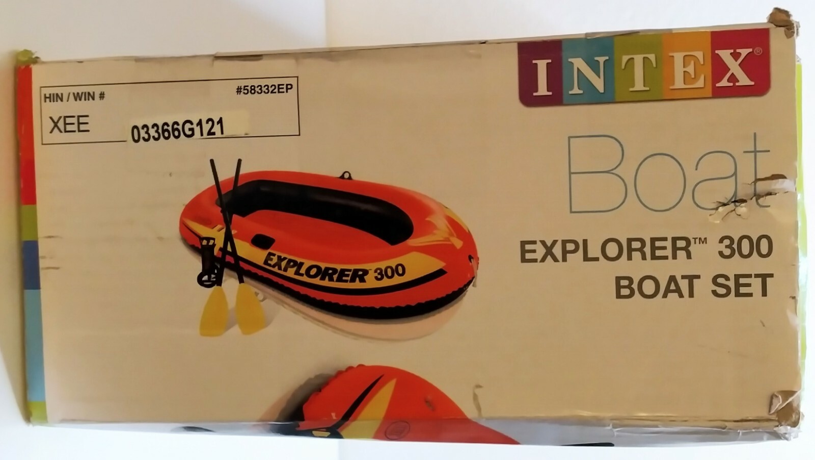 Intex Explorer 300 3Person Inflatable Boat Set with 2 Oars and High Output Pump