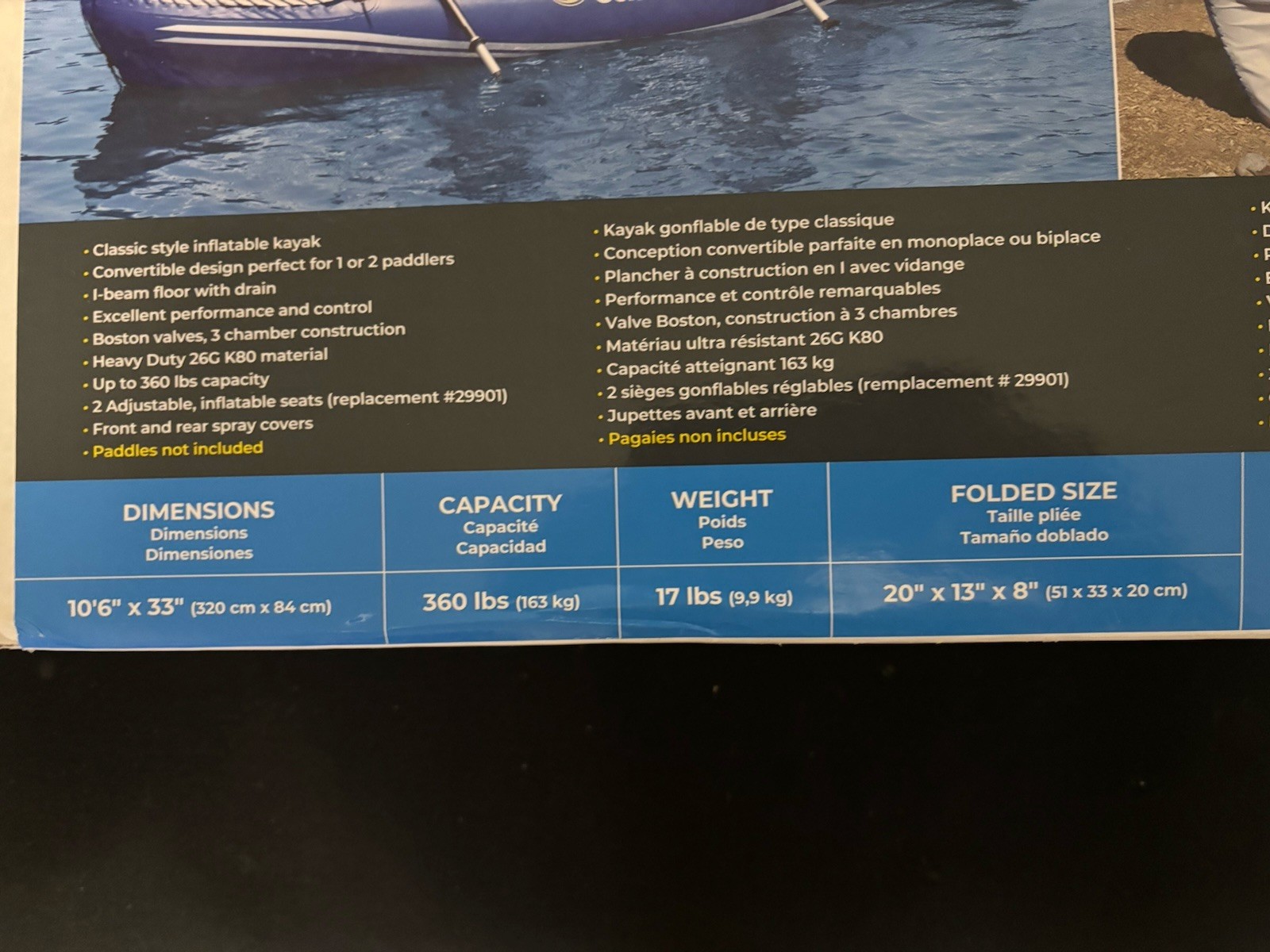 Solstice Rogue Inflatable Kayak 10’6” – 1 or 2 Person – New in Box, Never Used