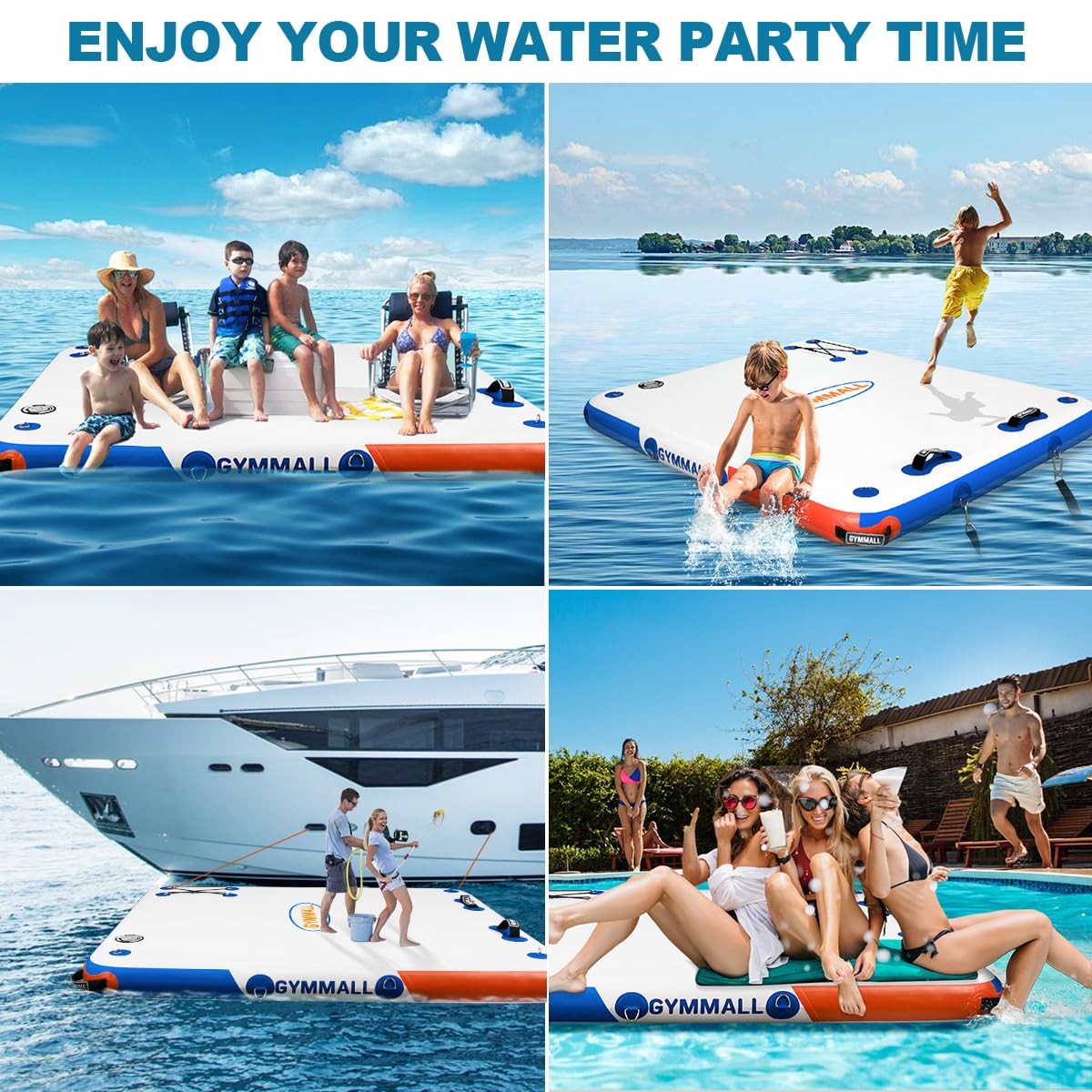 GYMMALL Inflatable Floating Dock Platform 6ft x 5ft 6in Thick None-Slip Surface