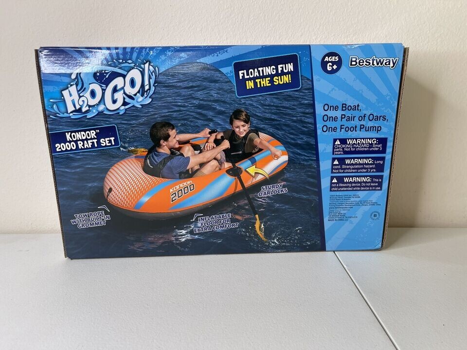 NEW Bestway 61142E Kondor 2000 Raft Set Inflatable Boat Orange