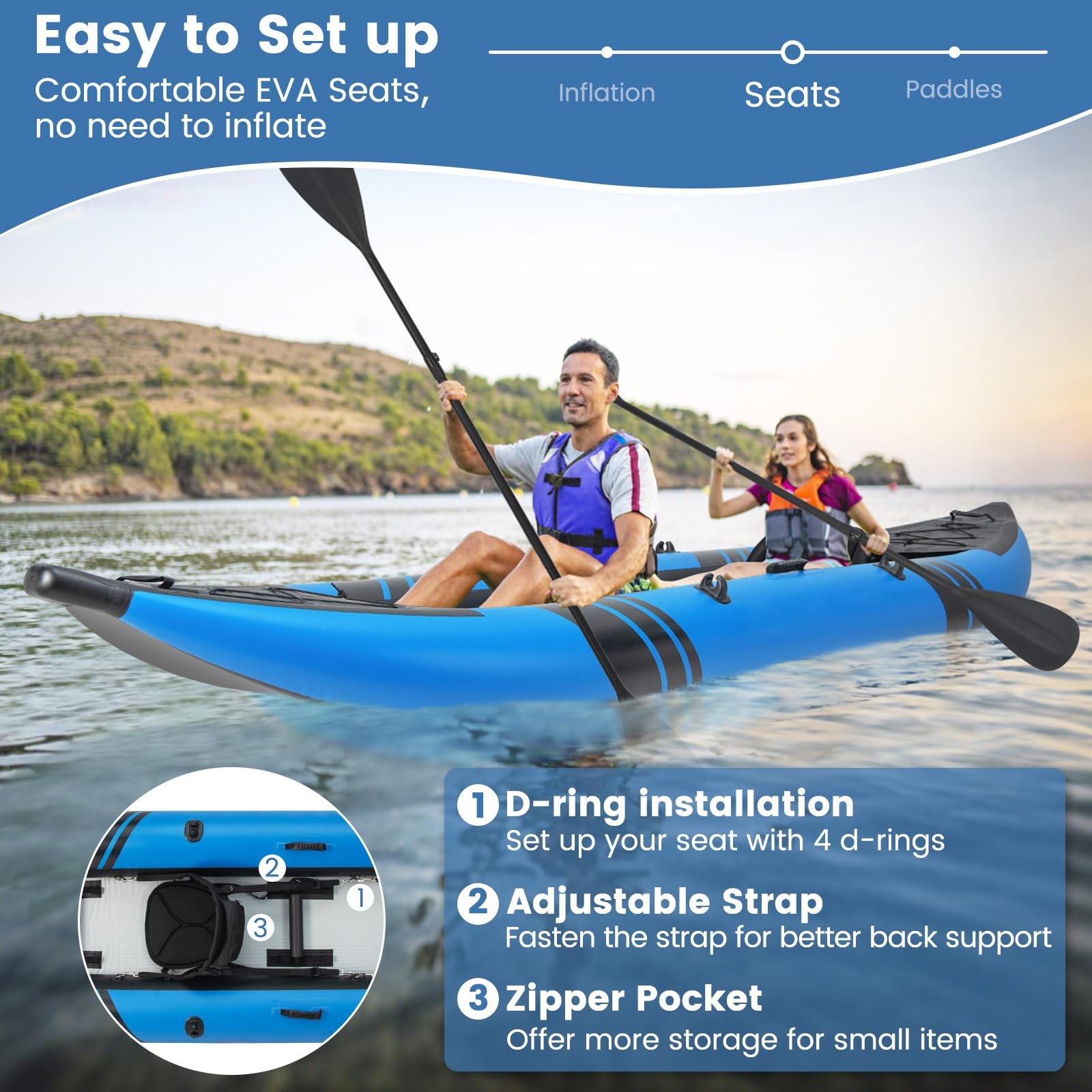 S AFSTAR Inflatable Kayak, 2 Person Canoe with 507 lbs Capacity, Drop-Stitch …