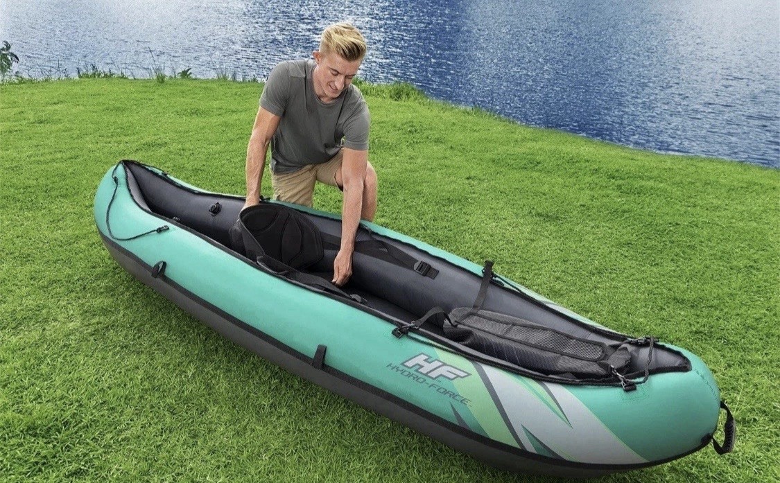 Hydro Force Inflatable Kayak Set | Includes Seat, Paddle, Hand Pump, Storage Car