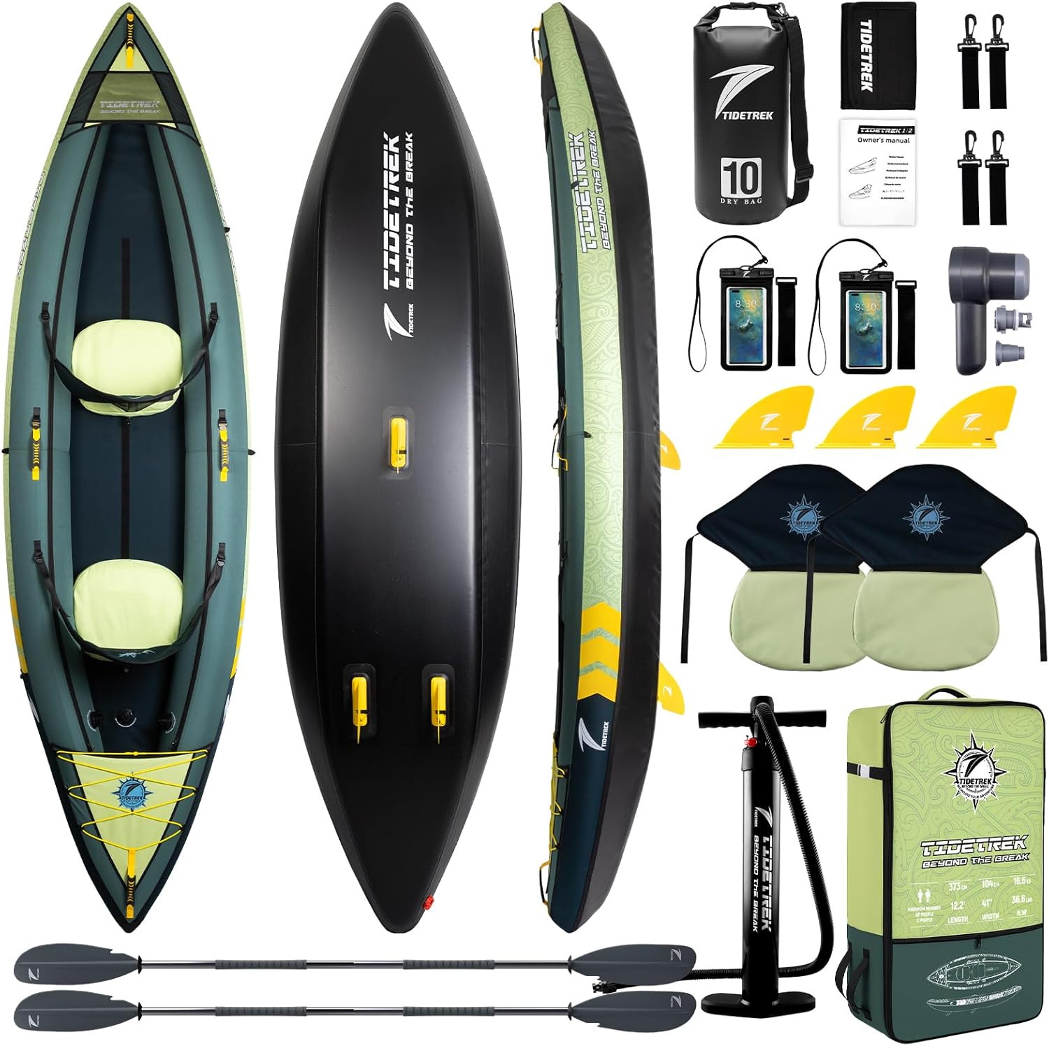 Inflatable Touring Kayak 1-Person & 2-Person with Waterproof Seat & Full Accesso