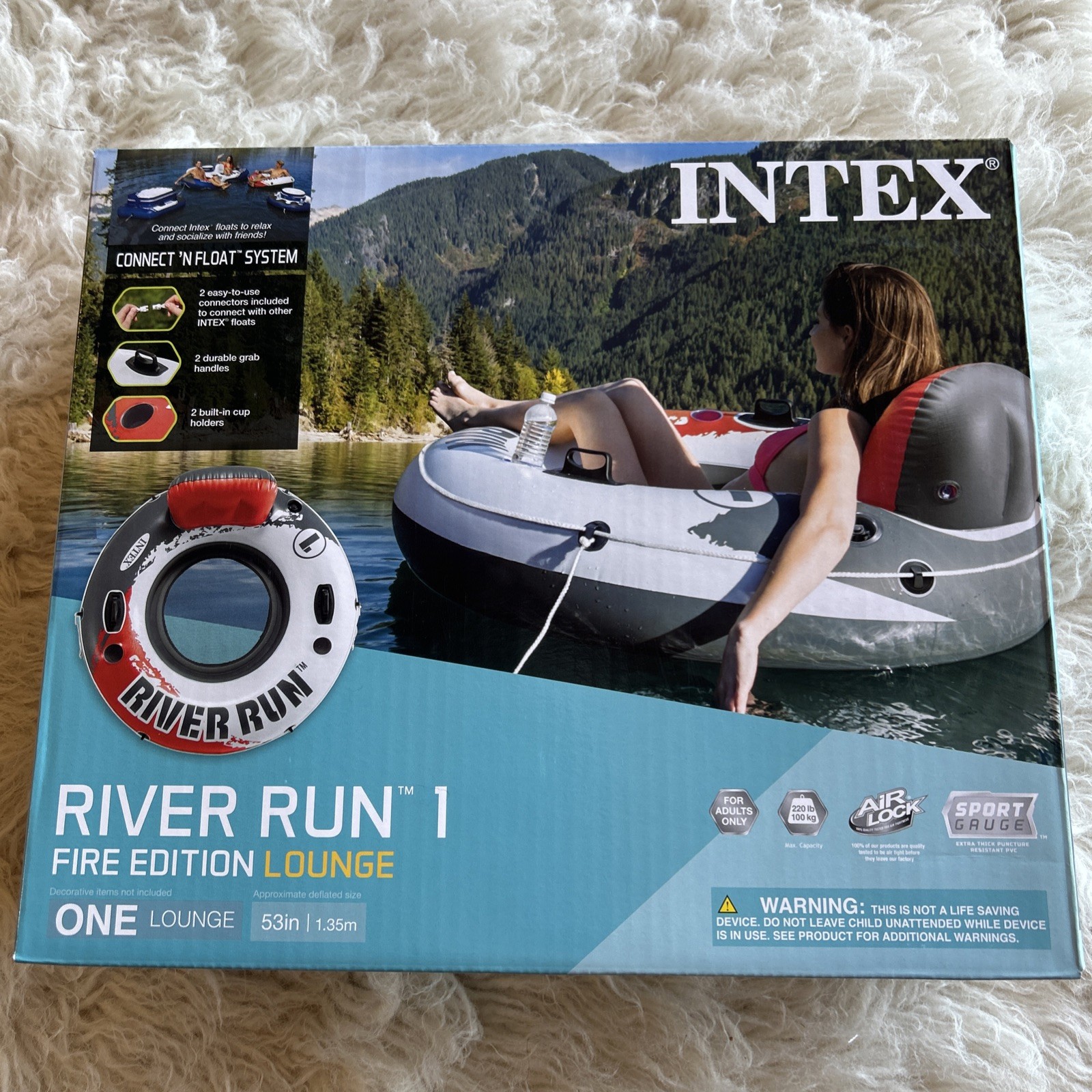 Intex River Run I Sport Lounge Inflatable Water Float 53 Diameter