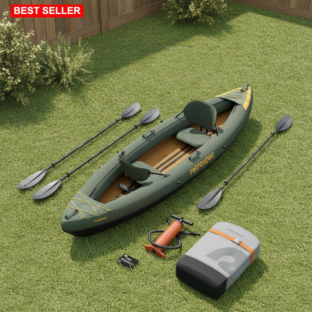 Inflatable Kayak 150In 39In Lightweight Pvc 2 Person Paddles Pump