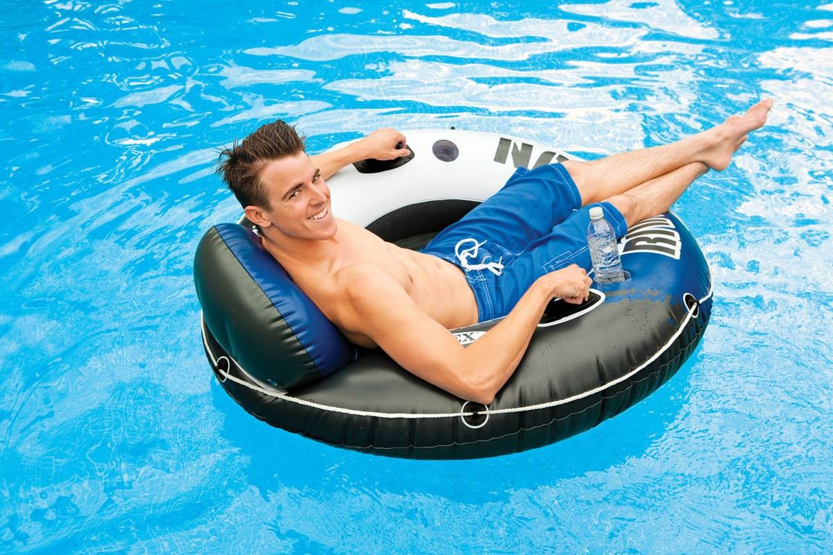 Intex River Run II Inflatable 2 Person Tube + 1 Person Inflatable Tube (4 Pack)