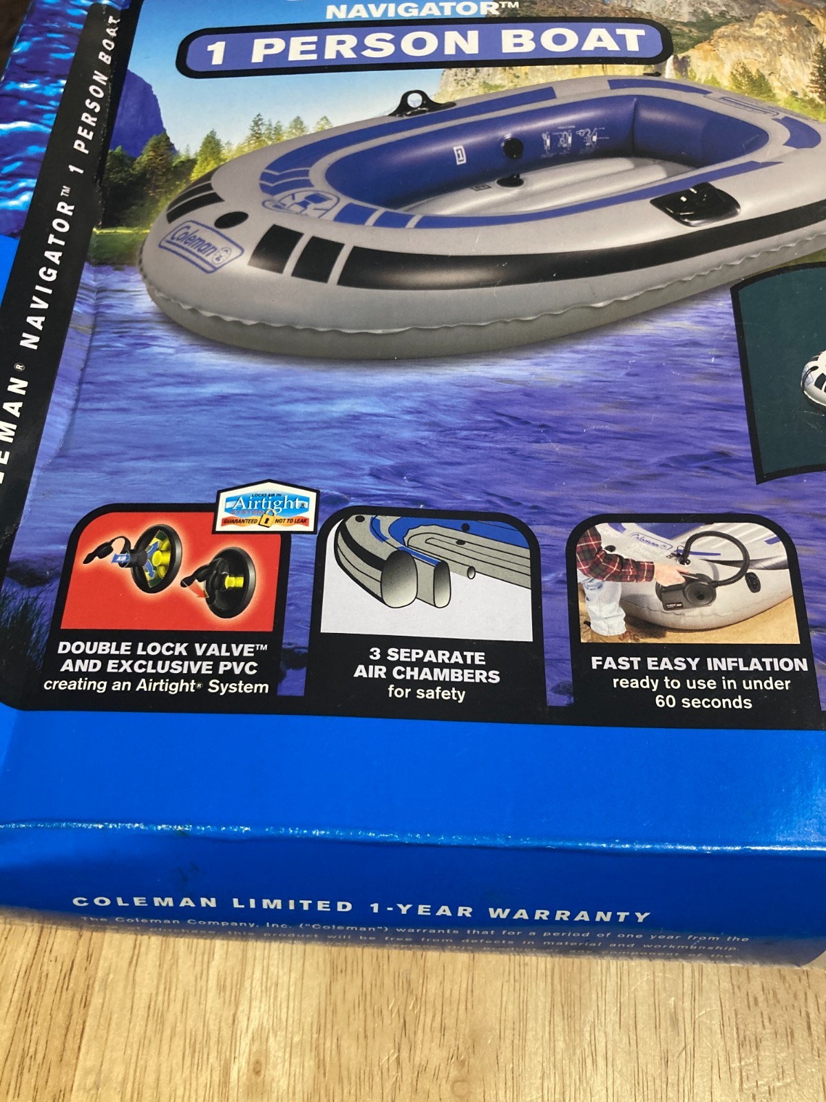 Coleman 1 Person Inflatable Boat Up To 190lbs BRAND NEW Circa 2000 SEE PICTURES