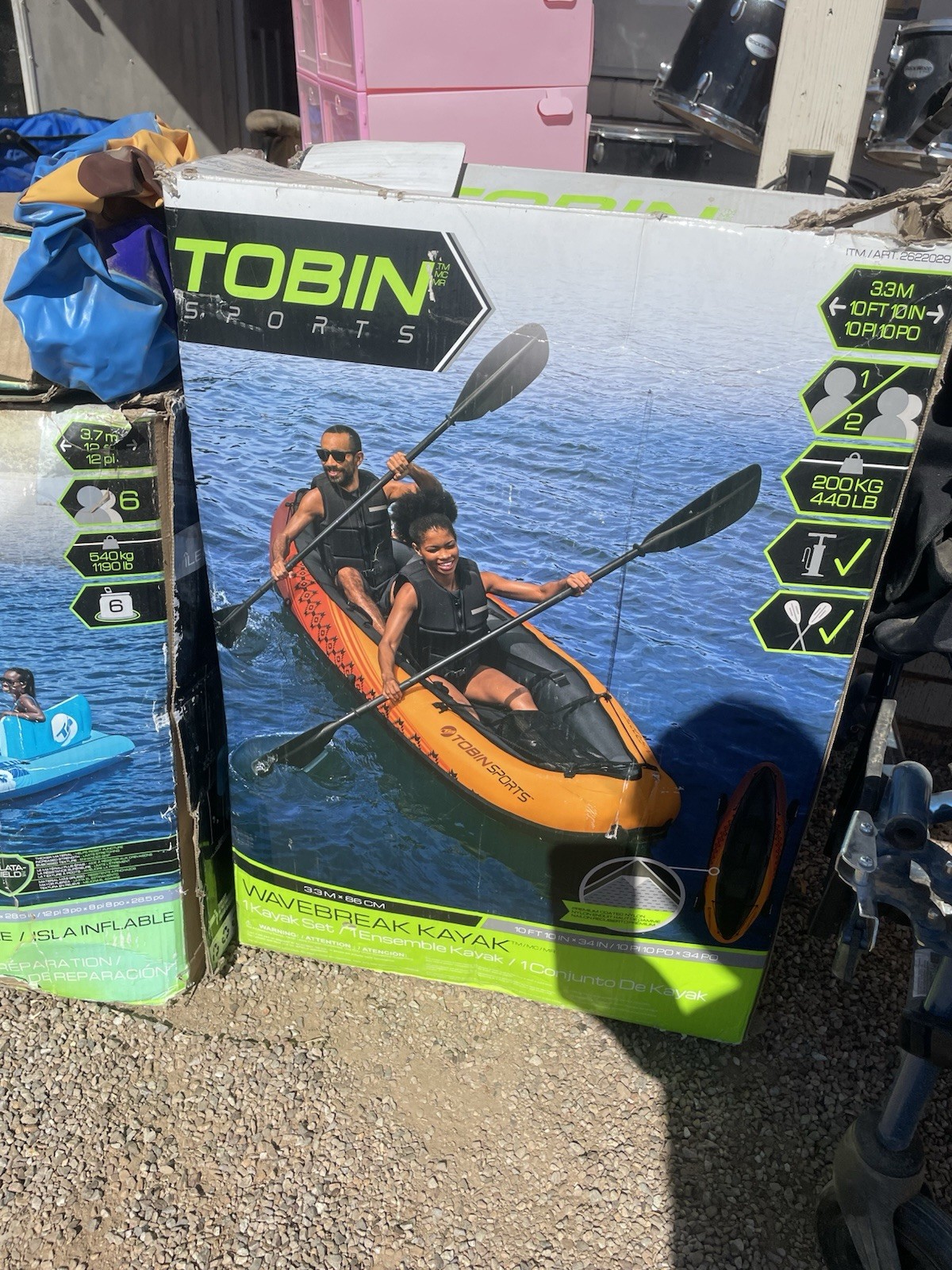 10ft Tobin Sports 2 Person Inflatable Wavebreak Kayak tandem paddles New