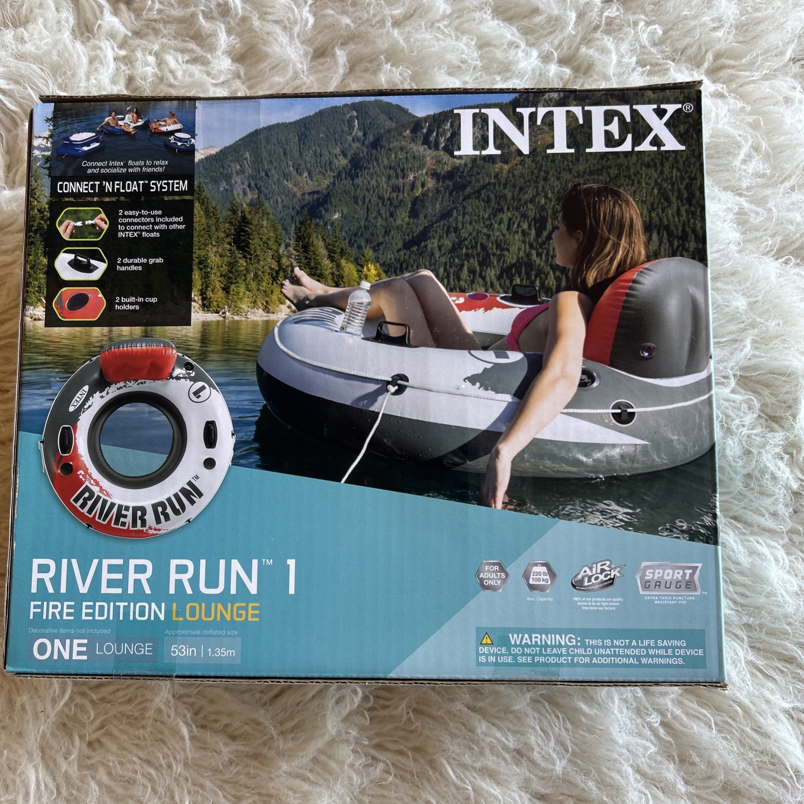 Intex River Run I Sport Lounge Inflatable Water Float 53 Diameter