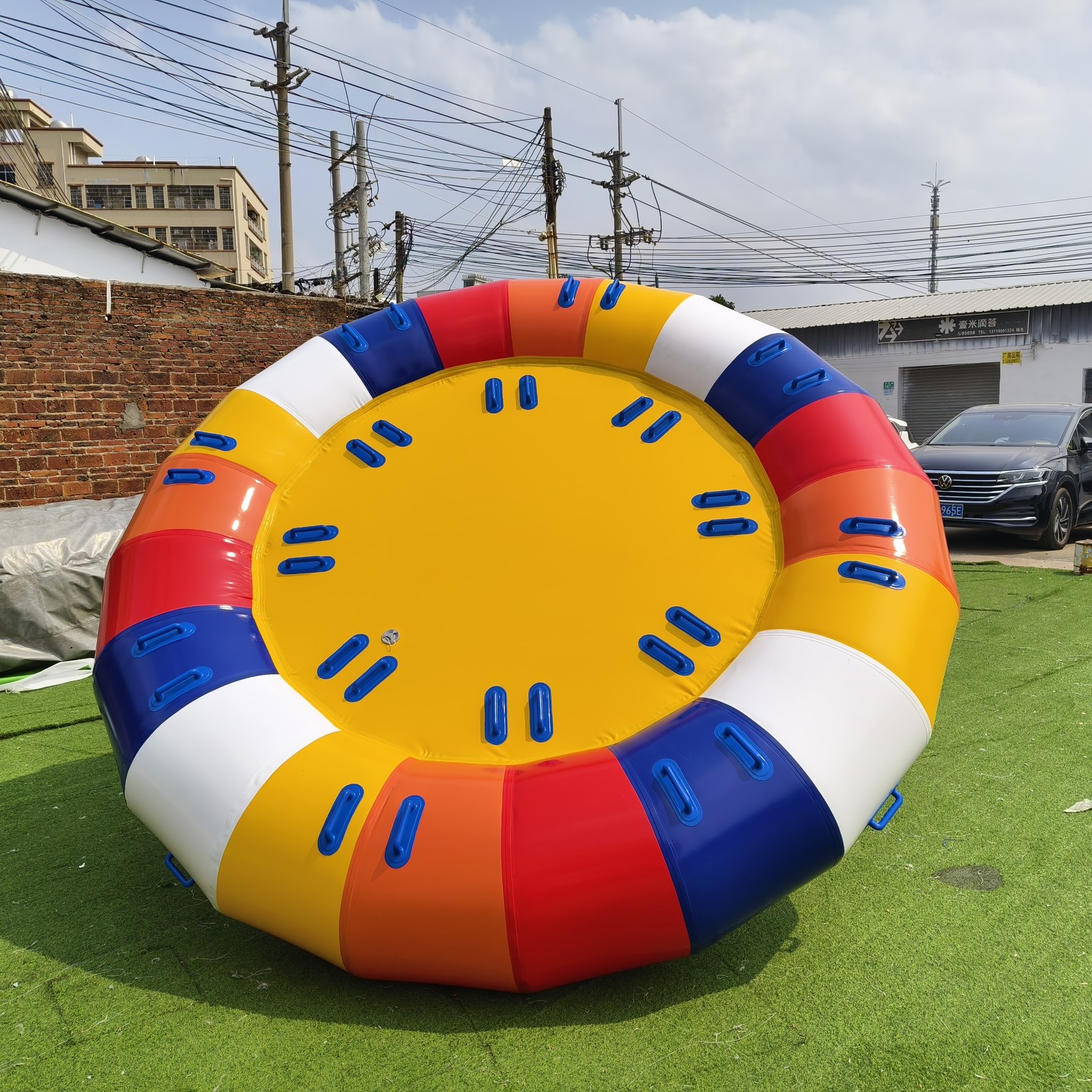 10ft Inflatable Spinning UFO Disco Boat Towable Tube for Outdoor Water Games