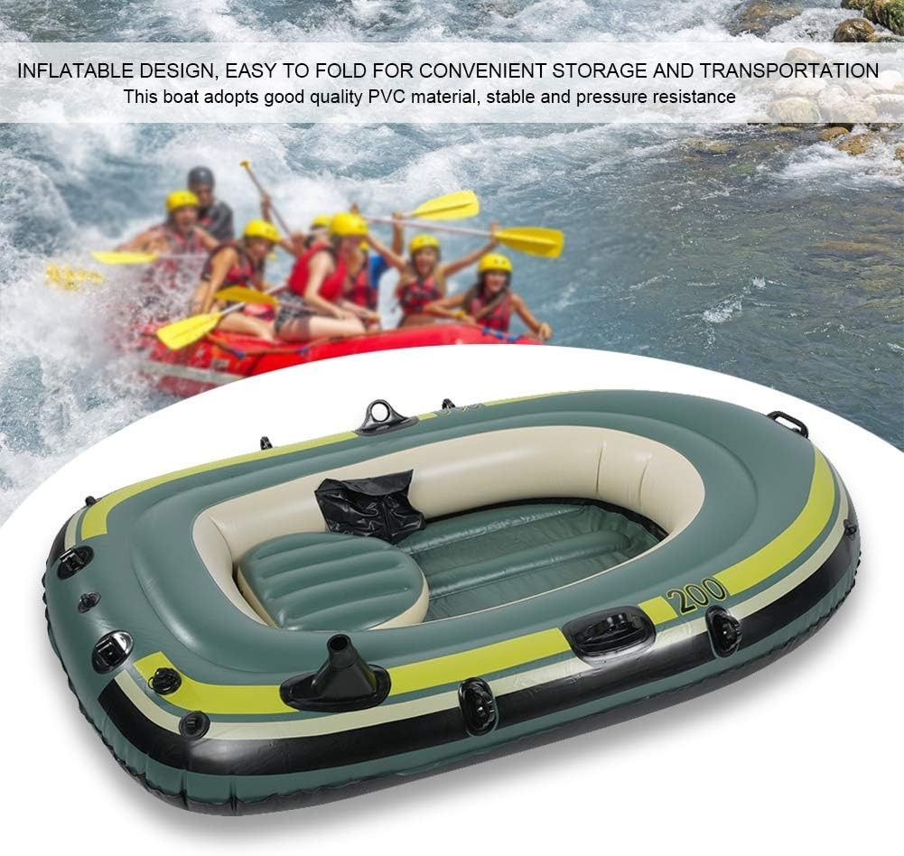 2 Person Inflatable Boat Inflatable Boats for Adults Heavy Duty Green PVC Inflat