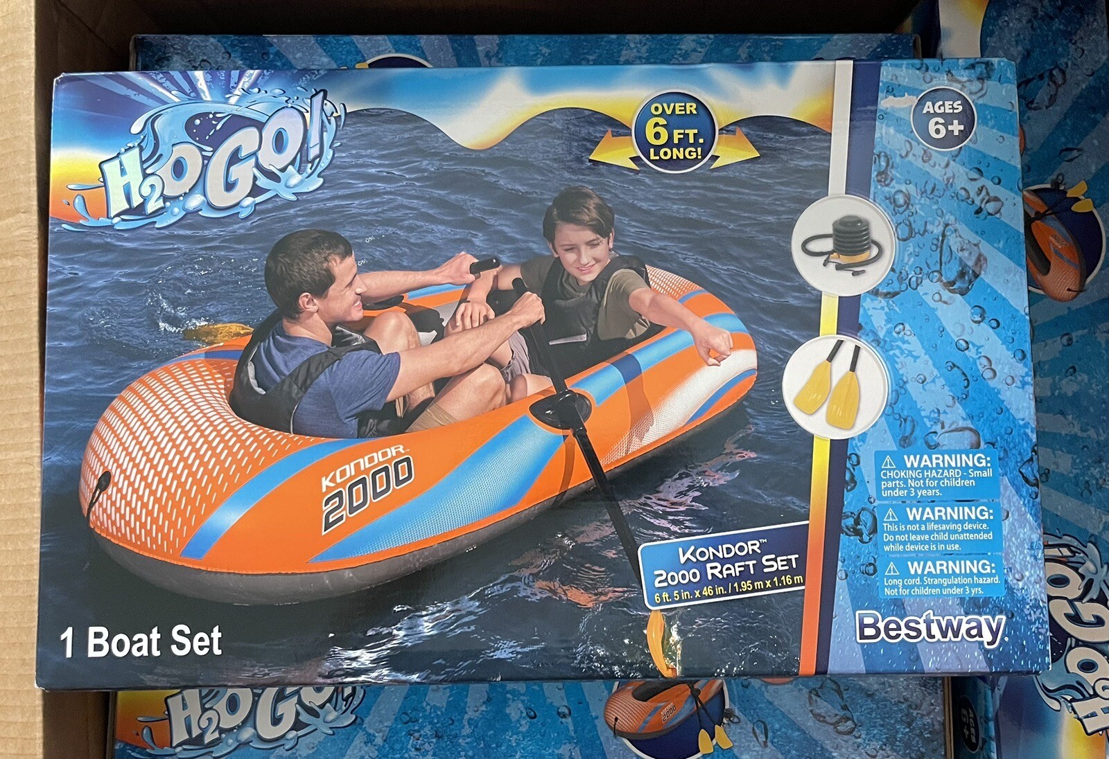 Bestway 61142E Kondor 2000 Raft Set Inflatable Boat-Orange-Brand New-Fast Ship