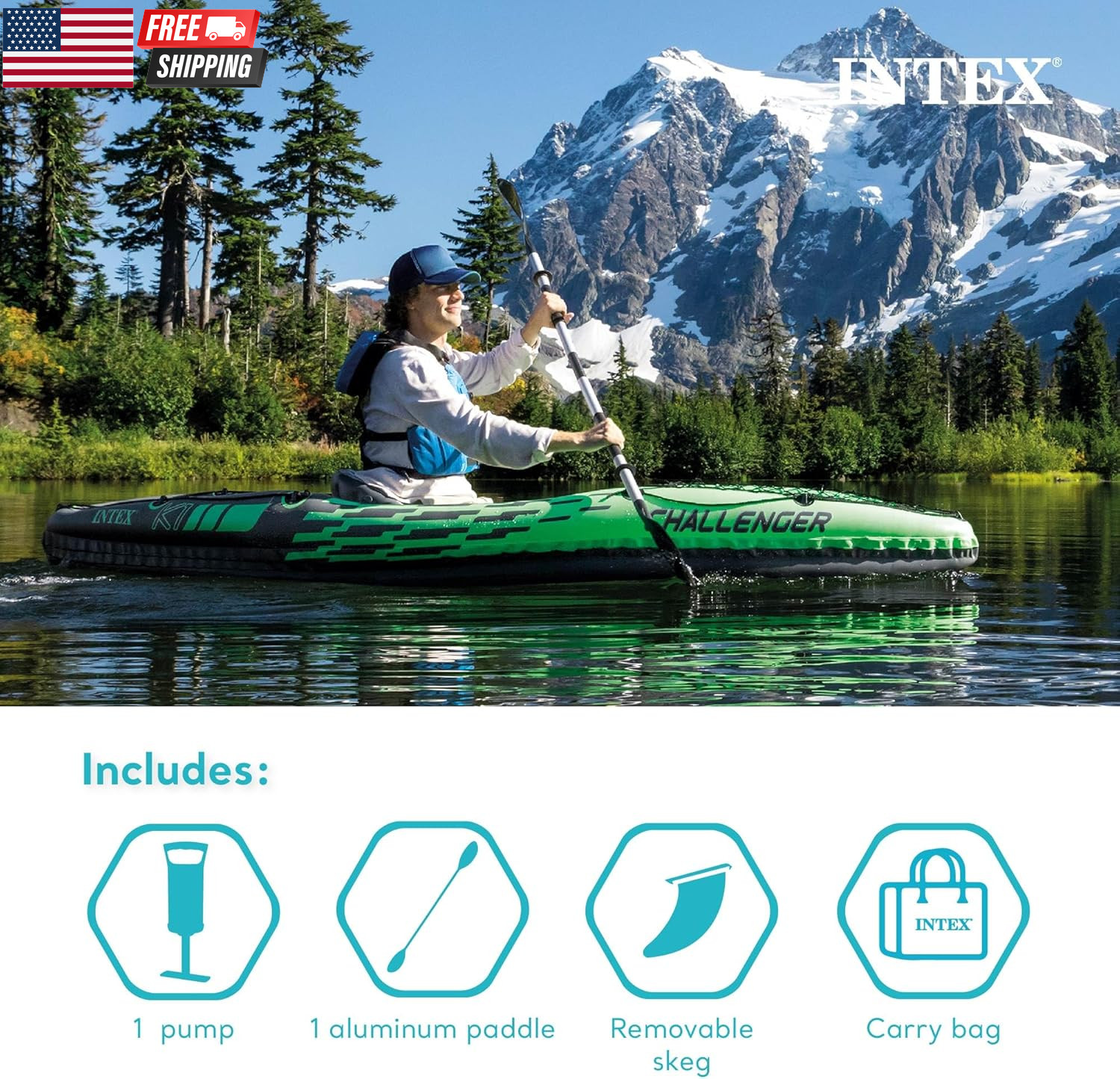 INTEX Challenger Inflatable Kayak Series: Includes Deluxe 86In Kayak Paddles and