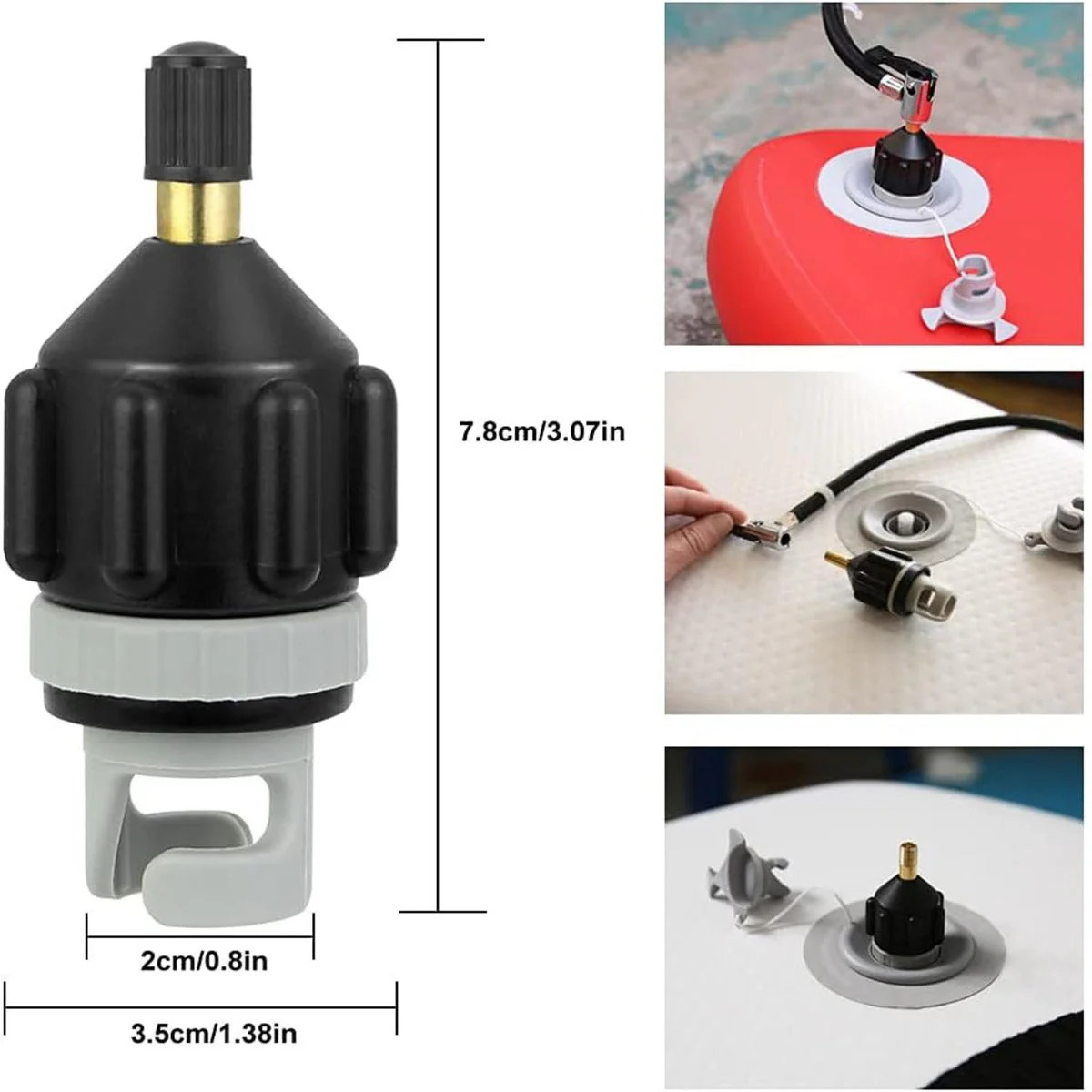 1Pcs Inflatable Boat Pump Adapter, Portable for Home Workshop (Black)