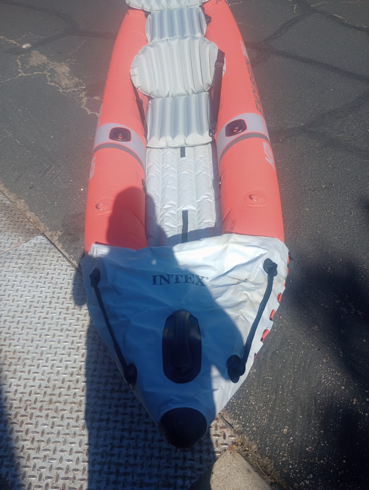 Intex Excursion Pro Inflatable 2 Person Vinyl Kayak Orange and grey.