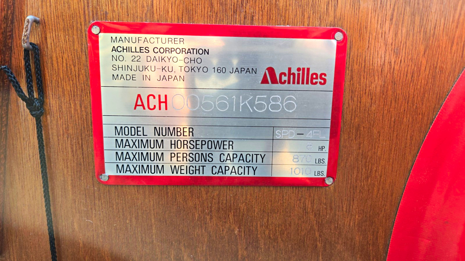 Achilles SPD-4FL Inflatable Raft Boat Red Wooden Floor MPN SPD-4FL
