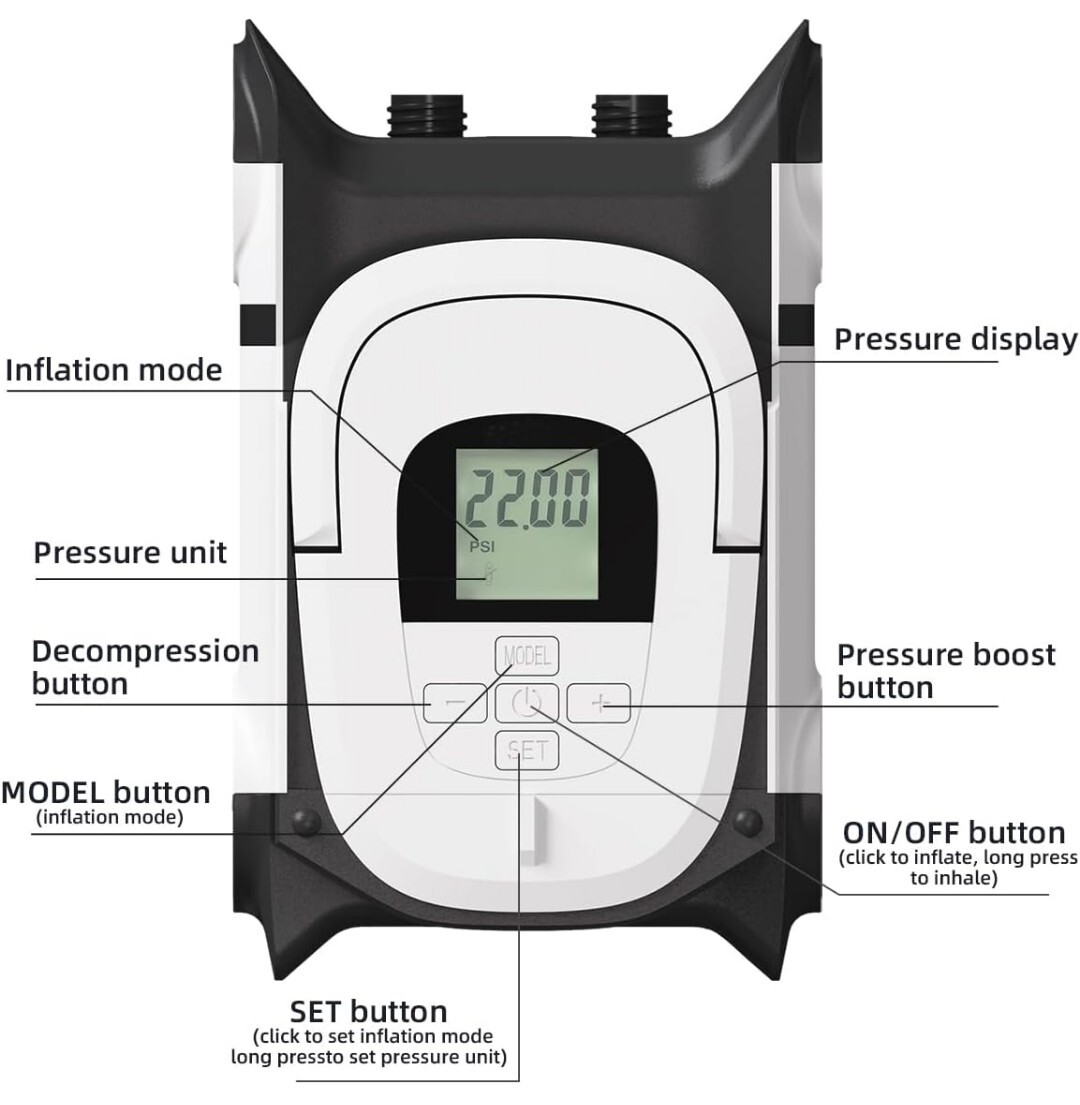 Paddle Board Pump with Auto-Off Function Dual Motor for 10.8ins .. Red in Color