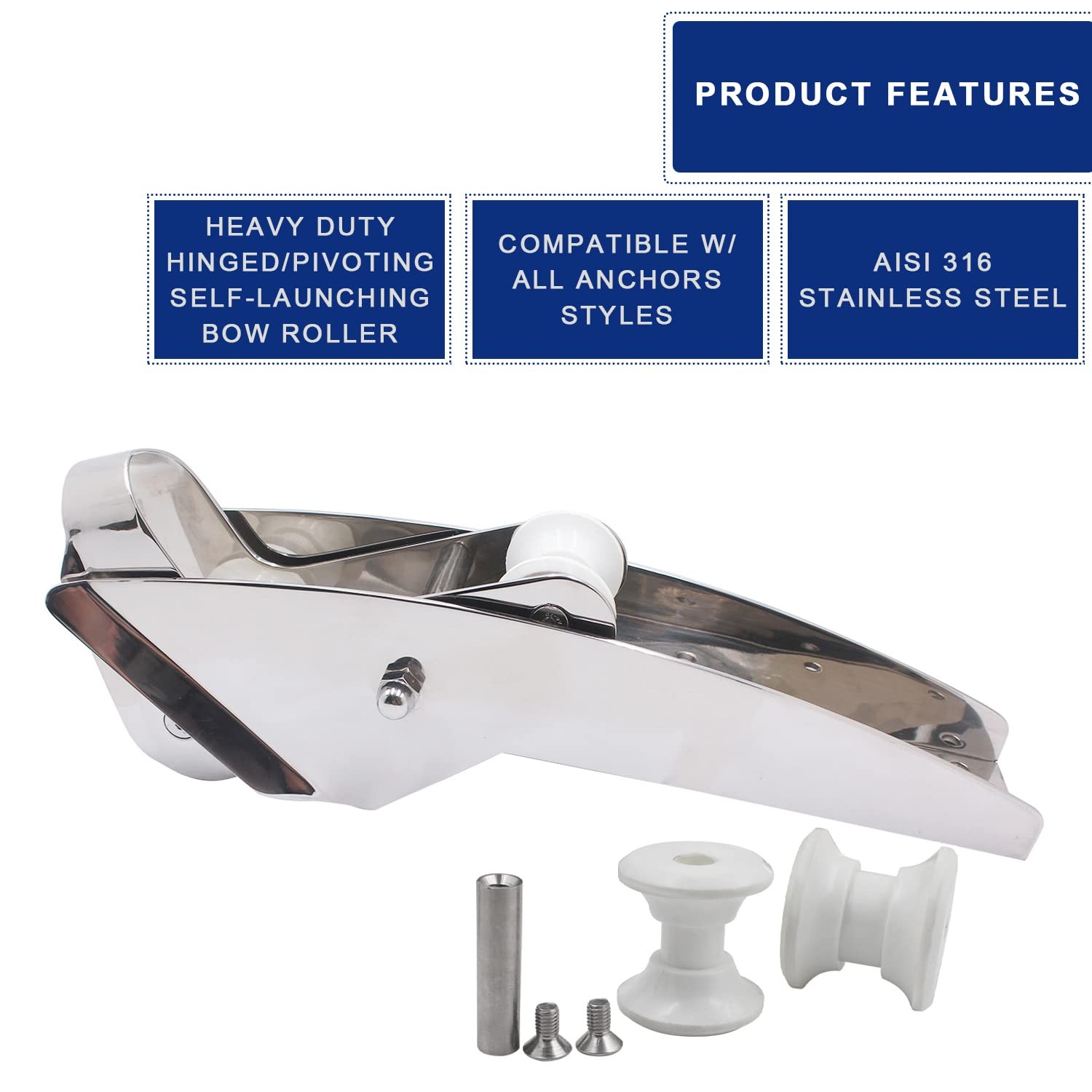 Shenghuiss 316 Stainless Steel Hinged Self Launching Bow Anchor Roller Pivoting