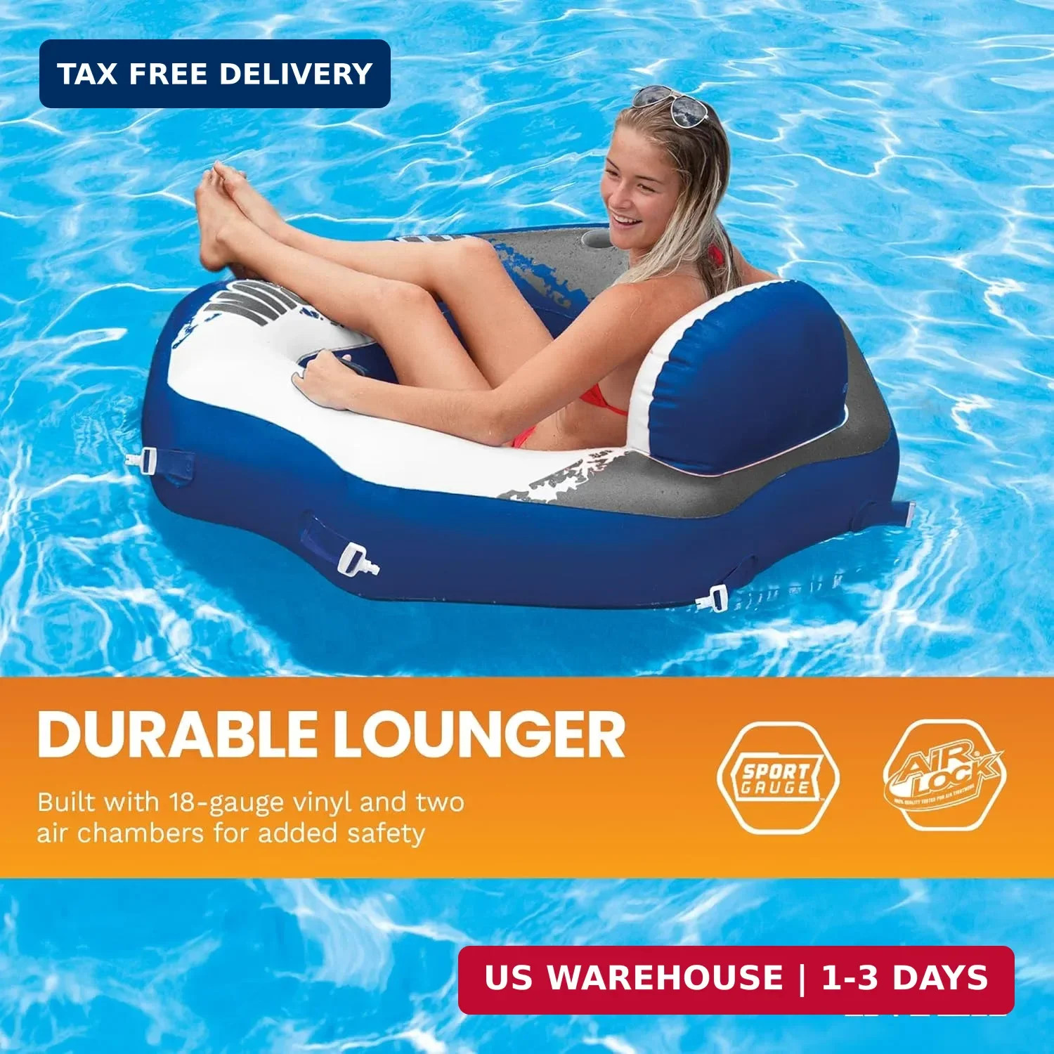INTEX 58854EP River Run Connect Inflatable Floating Lounge: Comfortable Backrest