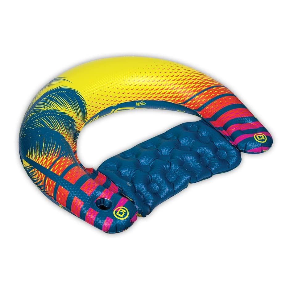 Sit N Sip Single Person Pool Float Blue/Yellow Large