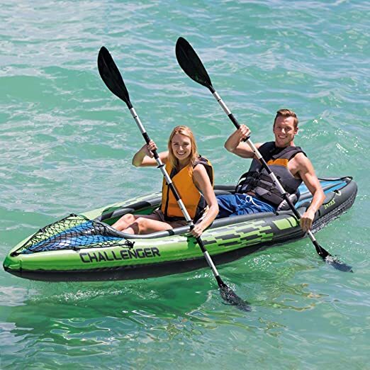 Kayak Inflable para 2 Personas con Remos de Aluminio y Bomba de Aire Profesional