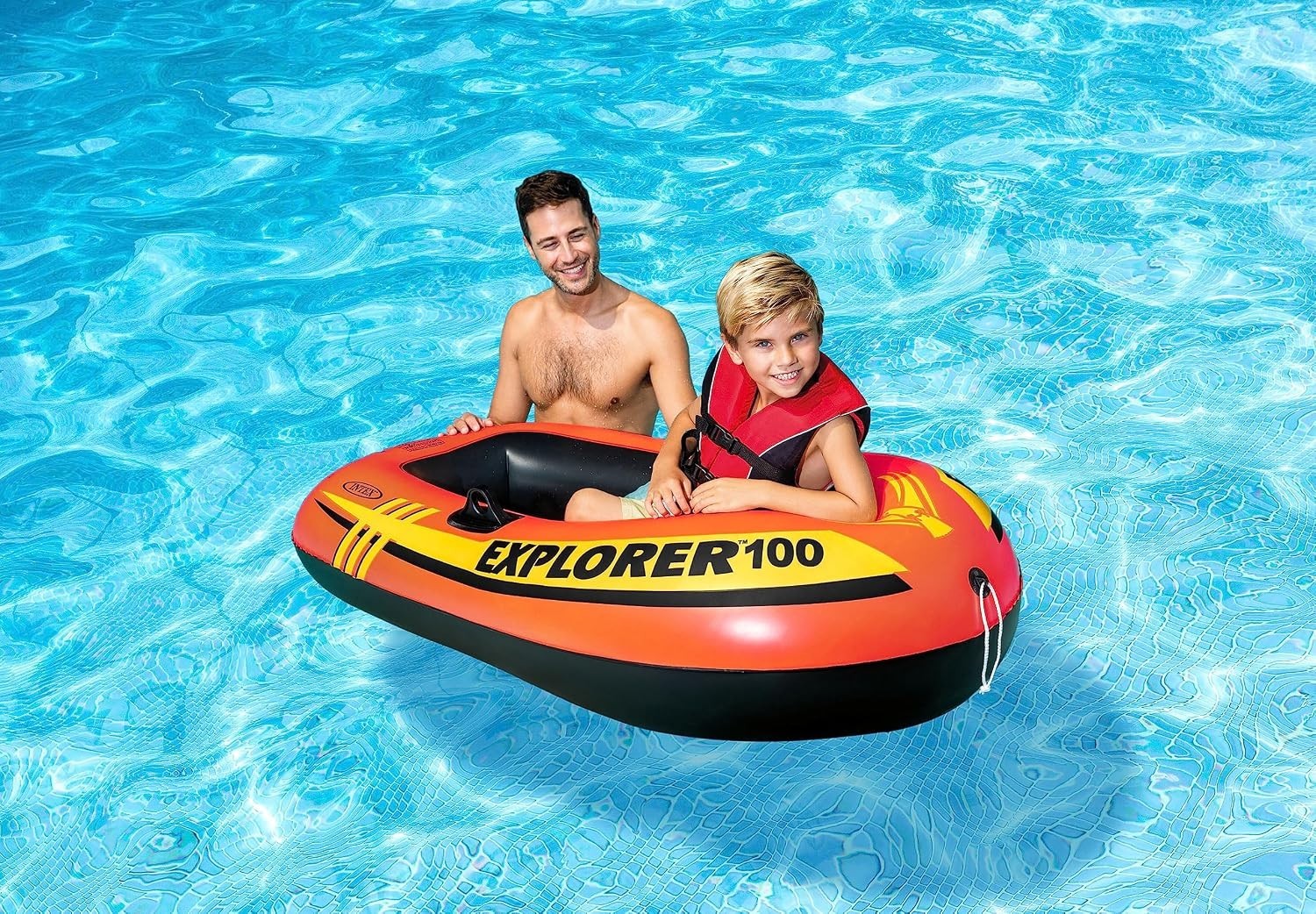 INTEX Explorer Compact Inflatable Boat Dual Air Chambers Oar Locks