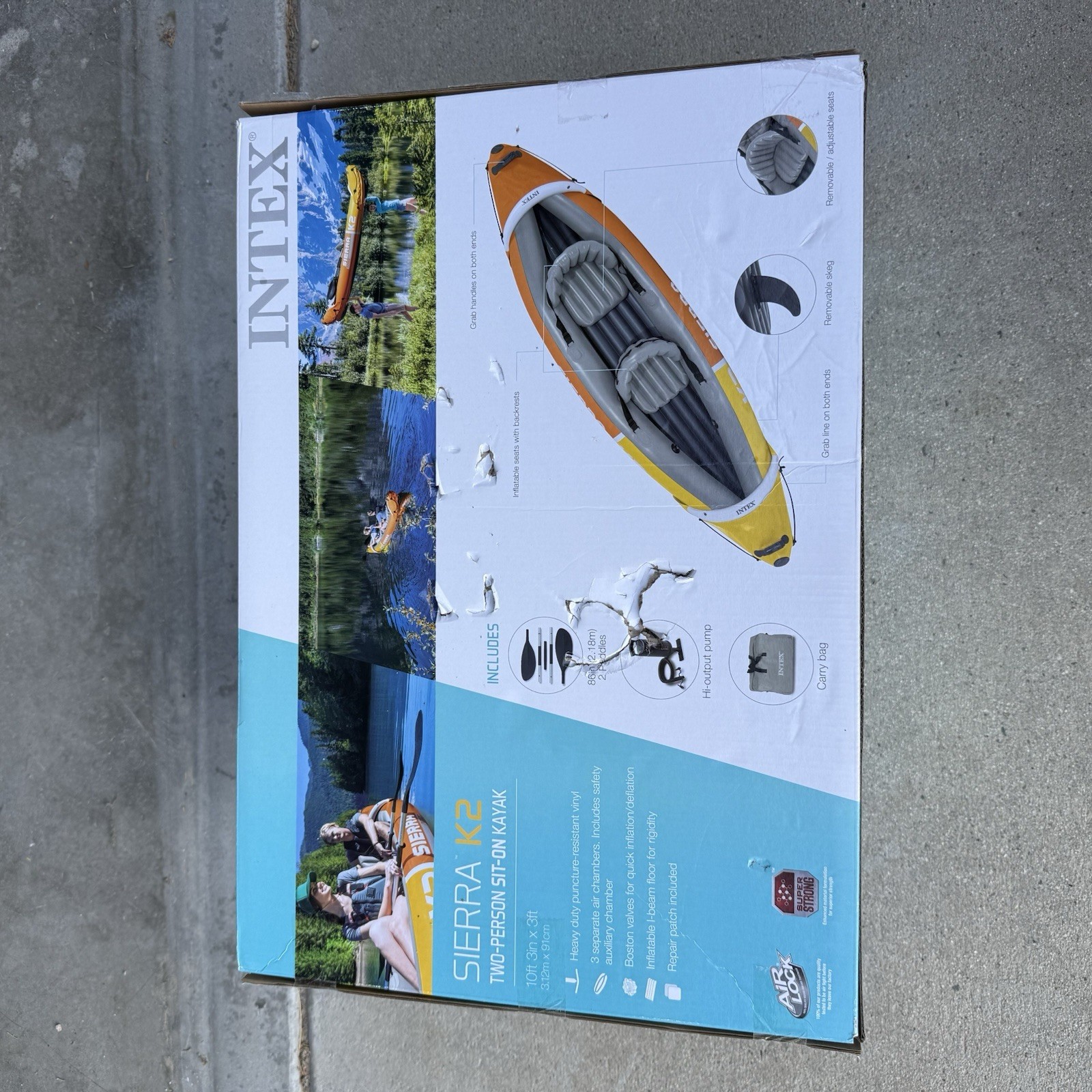 NEW SEALED Intex 2 Person Inflatable Kayak K2 Sierra With 2 Paddles And Pump