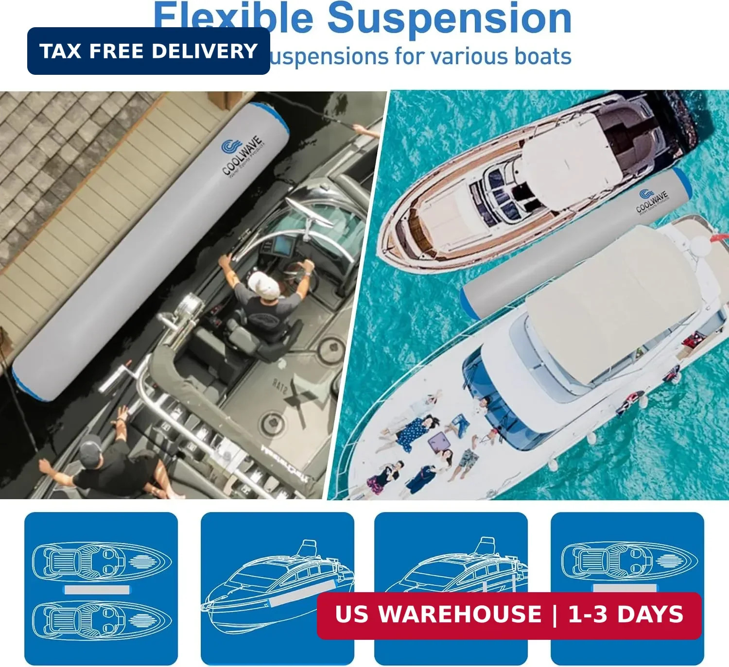 COOLWAVE 6FT/10FT Inflatable Boat Fenders, Upgraded Inflatable Boat Bumper for D